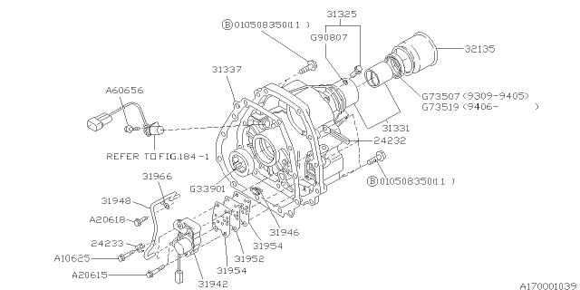 1994 Subaru SVX Automatic Transmission Transfer & Extension Diagram 1