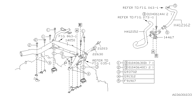 1997 Subaru SVX Water Pipe Diagram for 14050AA090