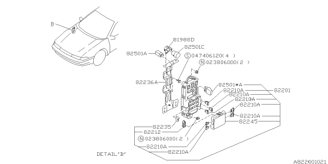 1997 Subaru SVX Joint Box Assembly Diagram for 82202PA100