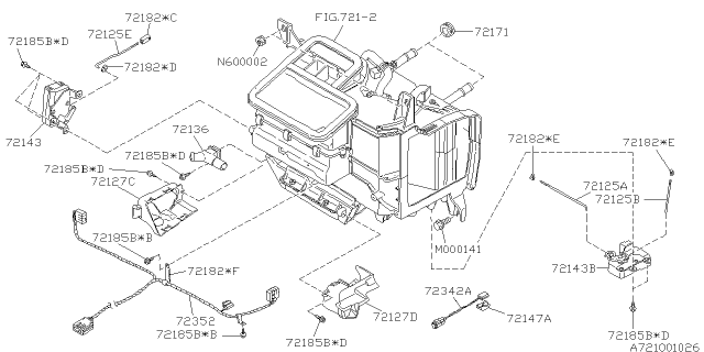 1997 Subaru SVX Duct Foot Assembly Diagram for 72071PA020
