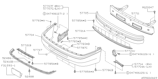 1996 Subaru SVX Energy ABSORBER Front Bumper Diagram for 57730PA000