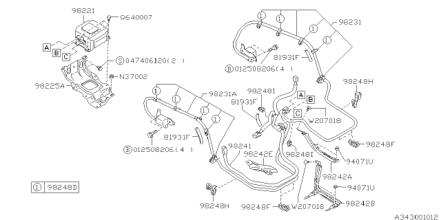 1996 Subaru SVX Clip Diagram for 98248PA050