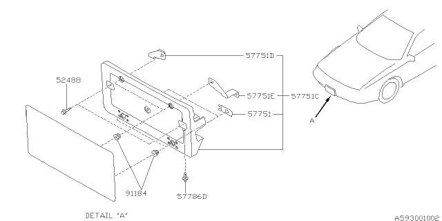 1994 Subaru SVX Licence Plate Diagram