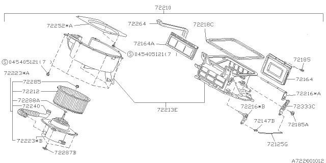 1994 Subaru SVX Heater Blower Assembly Diagram for 72020PA051