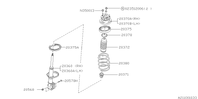 1996 Subaru SVX Rubber Seat Lower Diagram for 20370PA010