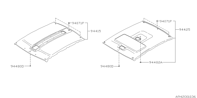 1997 Subaru SVX Roof Trim Diagram