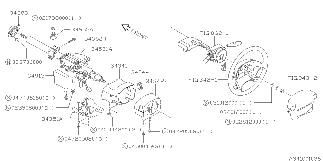 1996 Subaru SVX Steering Control Assembly Diagram for 88025PA000