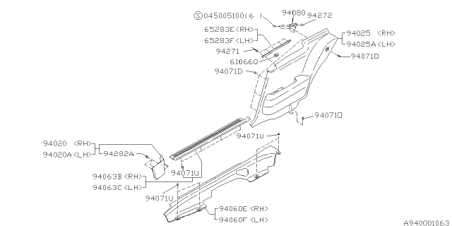 1995 Subaru SVX Cover Side SILL Upper RH Diagram for 94016PA000MD