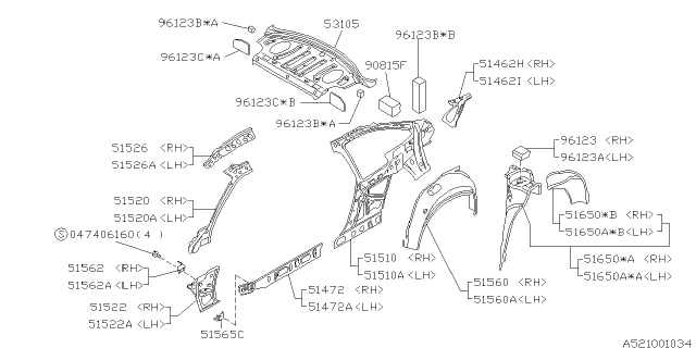 1996 Subaru SVX URETHANE Front Pillar Diagram for 90815PA300