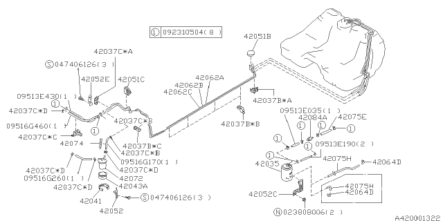 1995 Subaru SVX Two Way Valve Assembly Diagram for 42084PA050