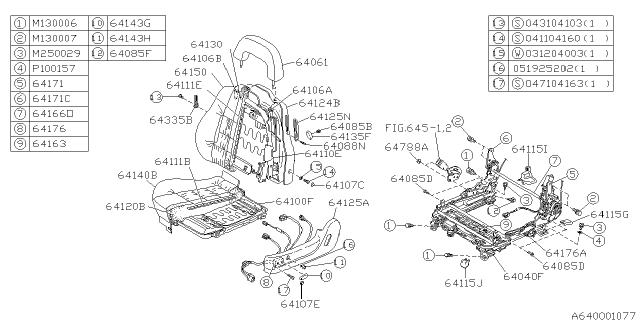 1996 Subaru SVX Front Seat Diagram 3