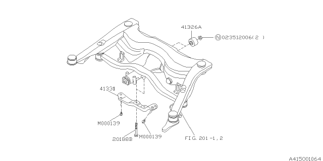 1997 Subaru SVX Bracket Differential Member Diagram for 41321PA030