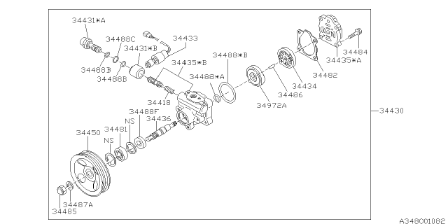 1994 Subaru SVX Power Steering Pump Assembly Diagram for 34411PA001