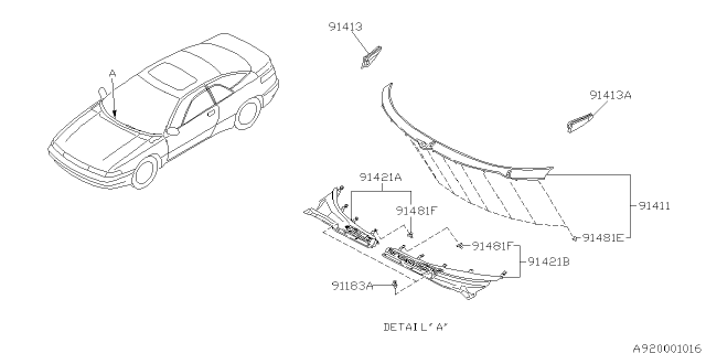 1996 Subaru SVX Clip Diagram for 91167PA000