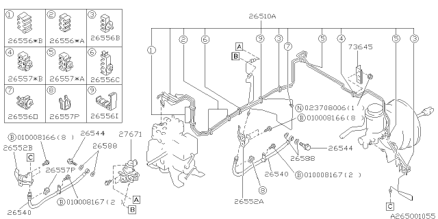 1994 Subaru SVX Clamp Diagram for 26535AA040
