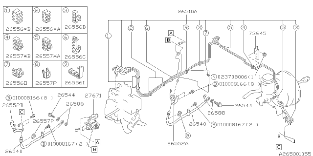 1994 Subaru SVX Brake Pipe Diagram for 26510PA030