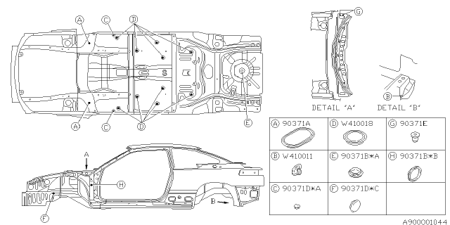 1995 Subaru SVX Plug Diagram for 90210PA010