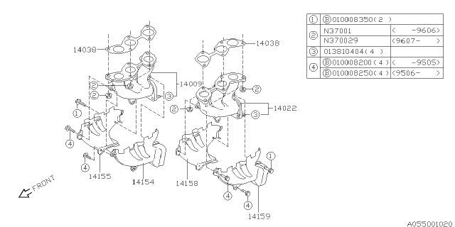 1997 Subaru SVX Cover Exhaust Manifold LH Out Diagram for 14159AA000