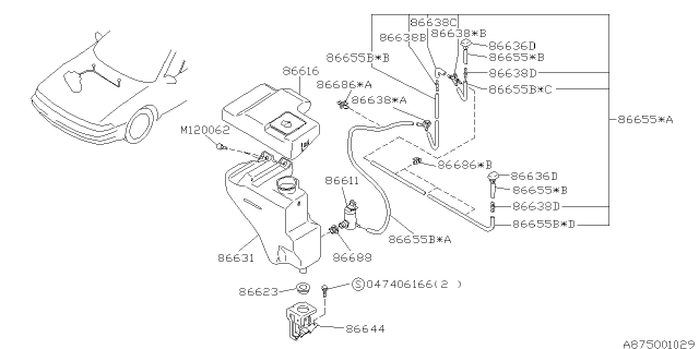 1995 Subaru SVX Windshield Washer Diagram