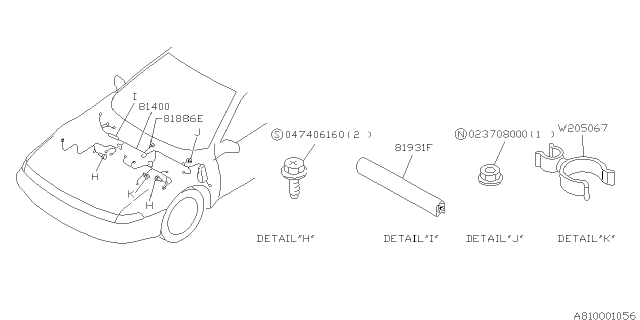 1997 Subaru SVX Wiring Harness Diagram for 81401PA170