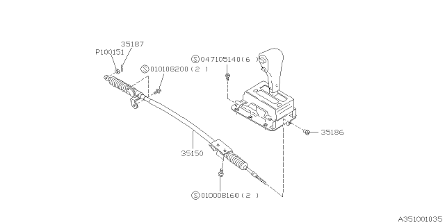 1994 Subaru SVX Select Lever Cable Assembly Diagram for 35151PA010