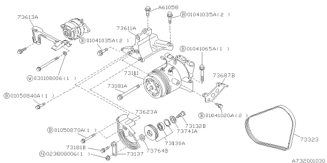 1996 Subaru SVX FLANGE Bolt Diagram for 01050840A