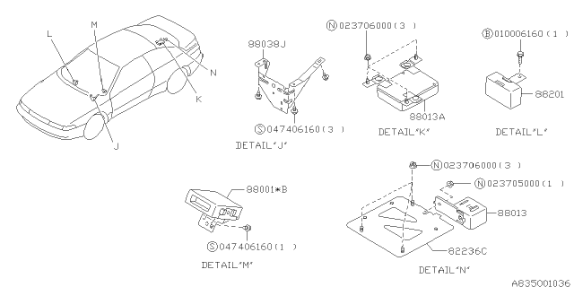 1994 Subaru SVX Door Lock Timer Diagram for 88201PA060