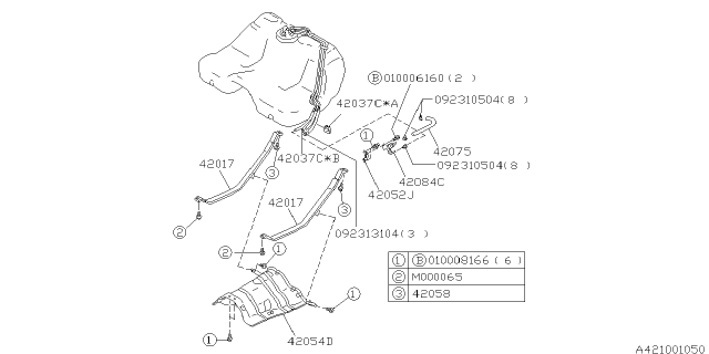 1995 Subaru SVX Roll Over Valve Bracket Diagram for 42134PA050