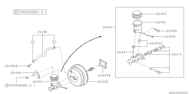 1997 Subaru SVX Brake System - Master Cylinder Diagram