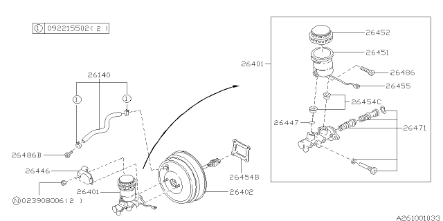 1994 Subaru SVX Master Cylinder Assembly Diagram for 26420PA031