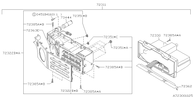 1997 Subaru SVX Panel Assembly Diagram for 72032PA100