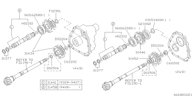 1994 Subaru SVX PT280397 Gear Set Diagram for 31452AA160
