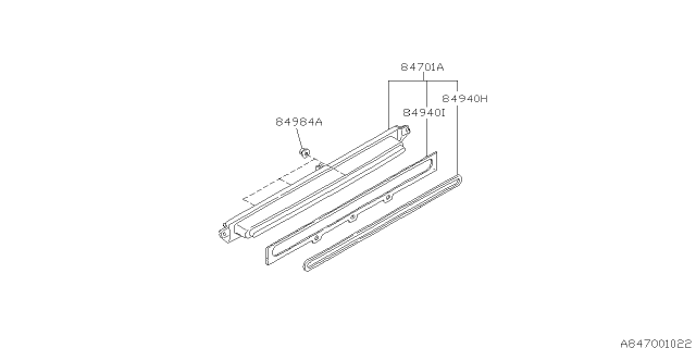 1995 Subaru SVX High Mount Spoiler Lamp Assembly Diagram for 84701PA000