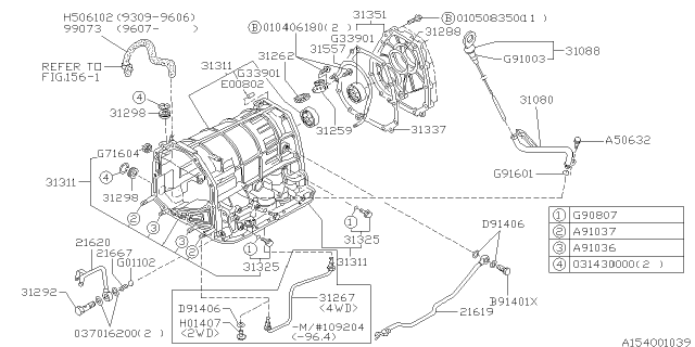 1997 Subaru SVX Case Assembly Trans At Diagram for 31311AA350