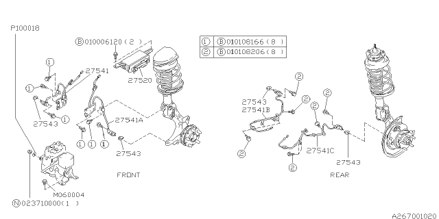 1995 Subaru SVX Hydraulic Unit ECU Assembly Diagram for 26720PA020