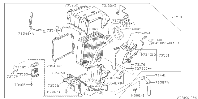 1994 Subaru SVX Expansion Valve Diagram for 73068PA000