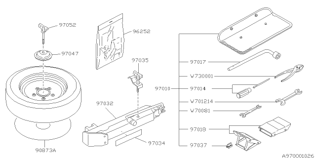 1996 Subaru SVX Tool Kit & Jack Diagram