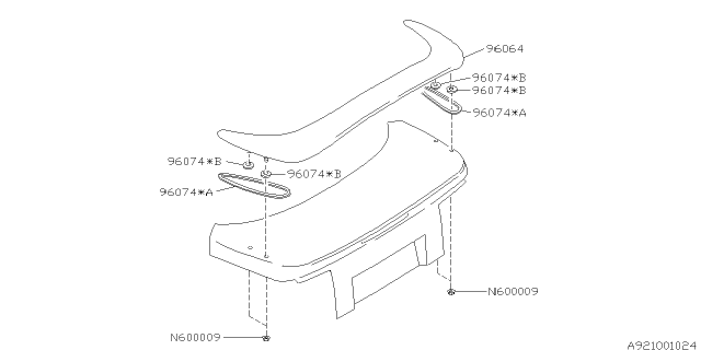 1997 Subaru SVX Protector R/SP Diagram for 96054PA020