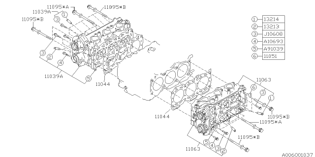 1994 Subaru SVX Cylinder Head Assembly Right Diagram for 11039AA773