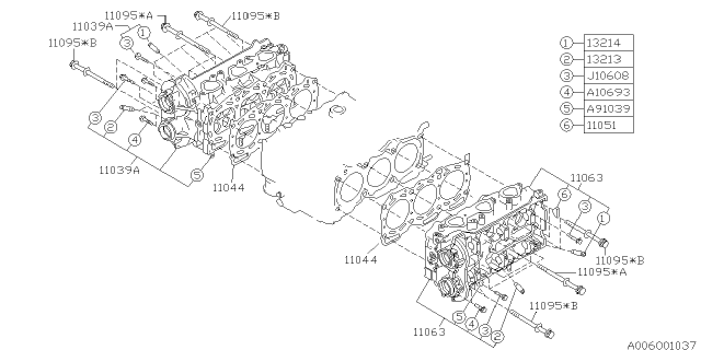 1994 Subaru SVX Bolt Diagram for 11095AA051