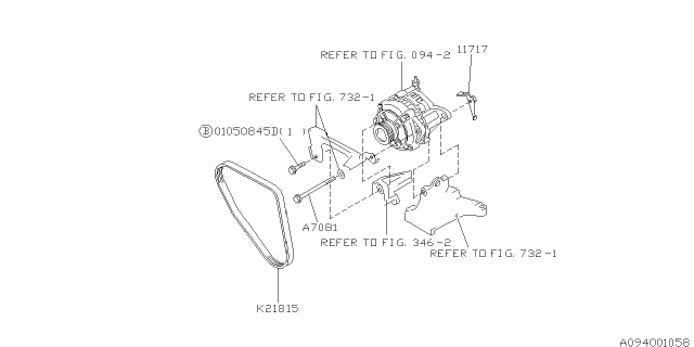 1995 Subaru SVX FLANGE Bolt Diagram for 01050845D