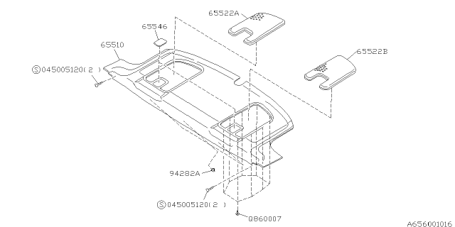 1997 Subaru SVX Trim Panel Rear Luggage Shelf Diagram for 65511PA000MD