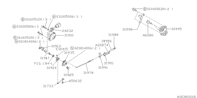 1995 Subaru SVX Neutral Safety Switch Assembly Diagram for 31910AA022