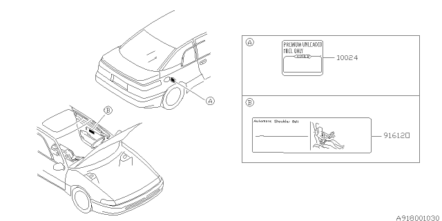 1994 Subaru SVX Label - Caution Diagram