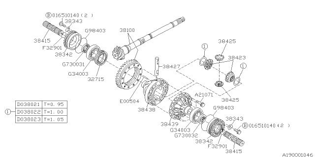 1995 Subaru SVX PT280397 Gear Set Diagram for 38100AA580