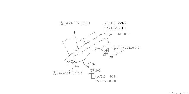 1996 Subaru SVX Fender Diagram