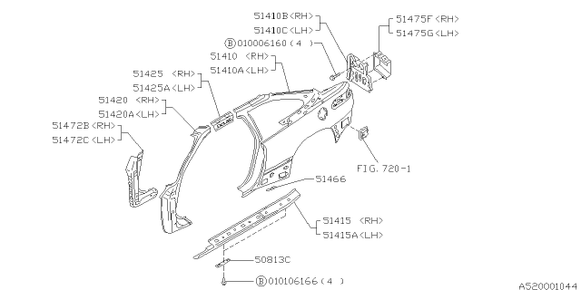 1995 Subaru SVX Side Body Outer Diagram