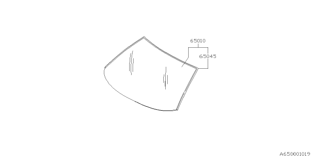 1994 Subaru SVX Front Window Glass Diagram for 65001PA300