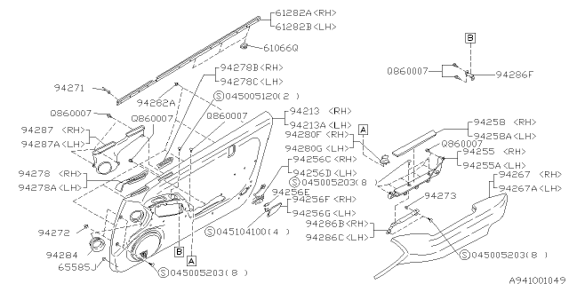 1996 Subaru SVX Door Trim Diagram