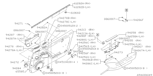 1994 Subaru SVX Pocket Door RH Diagram for 94073PA000